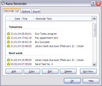 Kana Reminder main window Kana Reminder main window