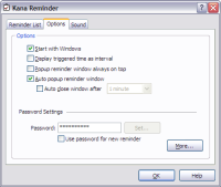 Kana Reminder Options Window Kana Reminder Options Window