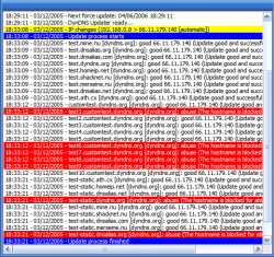 DynDNS Updater log window: undocked