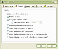 Kana Reminder Options Window Kana Reminder Options Window