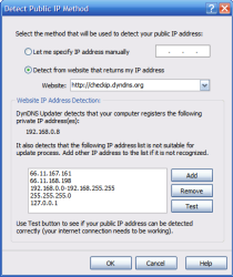 Page to configure the method to detect public IP address