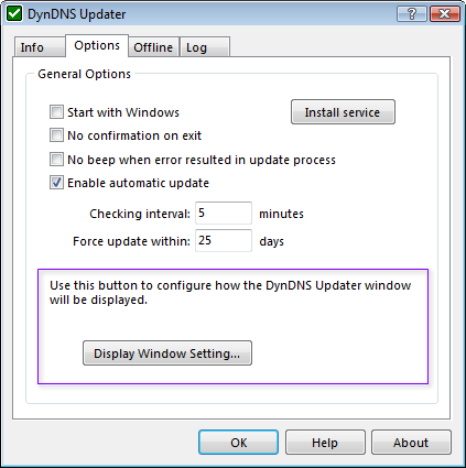 Updated DynDNS Updater's Options Page